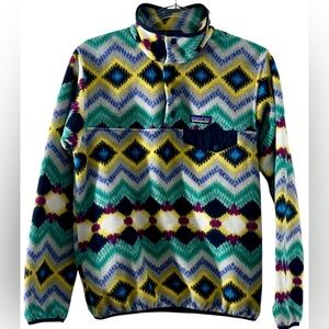 Patagonia Synchilla Snap-T Pullover Sweater Geometric Size Small Made in Mexico